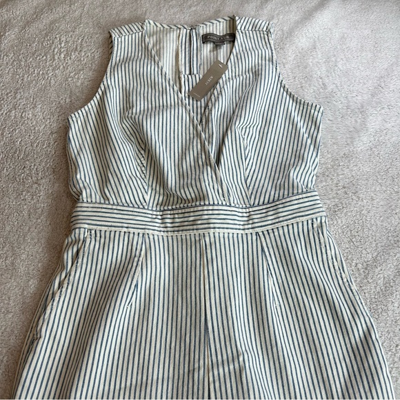 J. Crew Point Sur Women's Striped Jumpsuit Size 4 NWT Denim Wide Leg Tailored - Picture 2 of 15